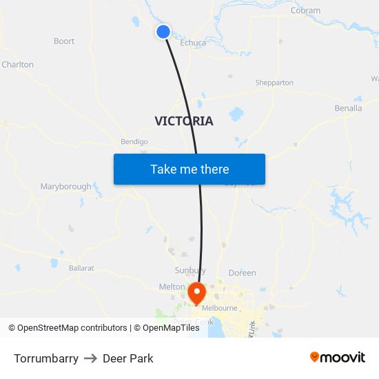 Torrumbarry to Deer Park map