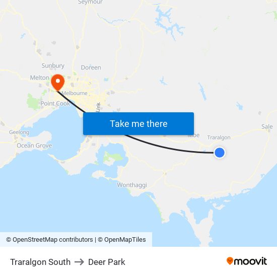 Traralgon South to Deer Park map