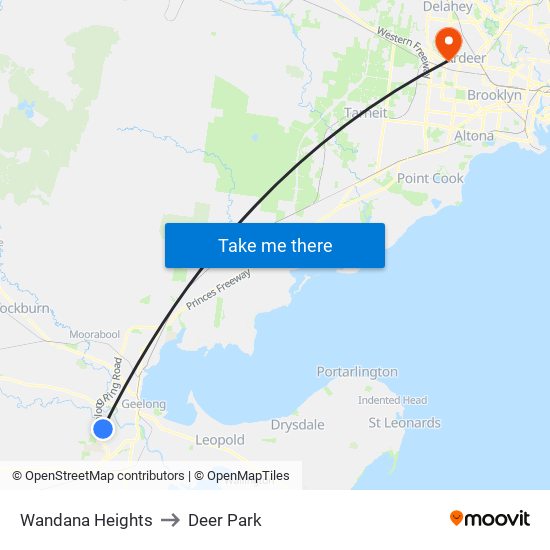 Wandana Heights to Deer Park map