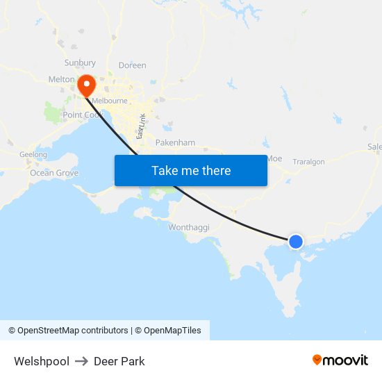 Welshpool to Deer Park map