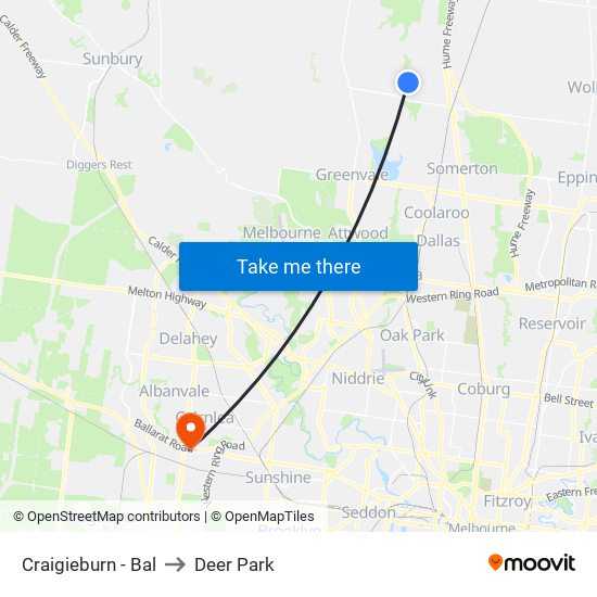 Craigieburn - Bal to Deer Park map