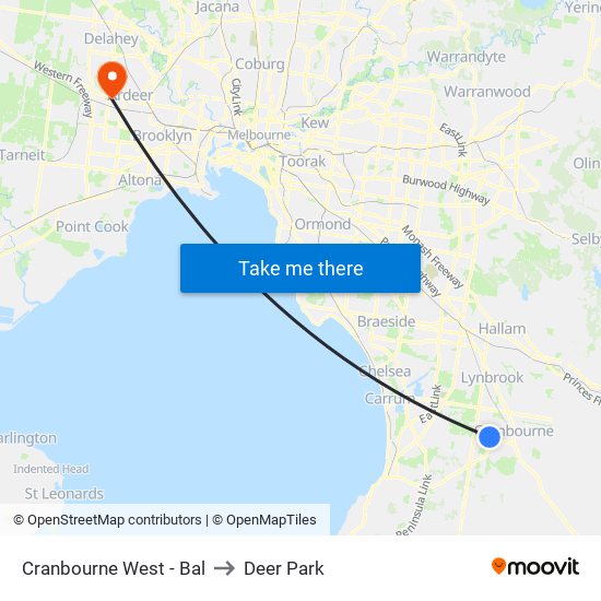 Cranbourne West - Bal to Deer Park map