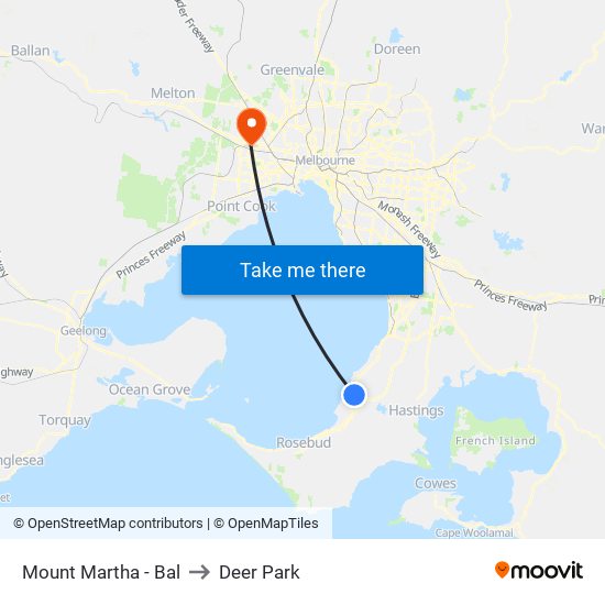 Mount Martha - Bal to Deer Park map