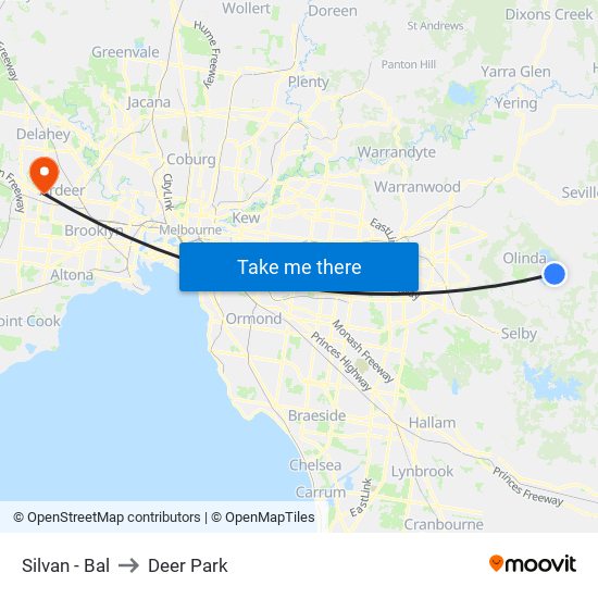 Silvan - Bal to Deer Park map