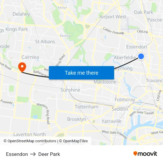 Essendon to Deer Park map