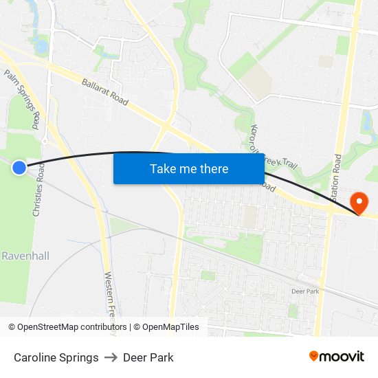 Caroline Springs to Deer Park map