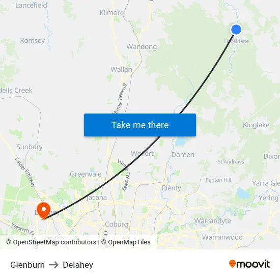 Glenburn to Delahey map