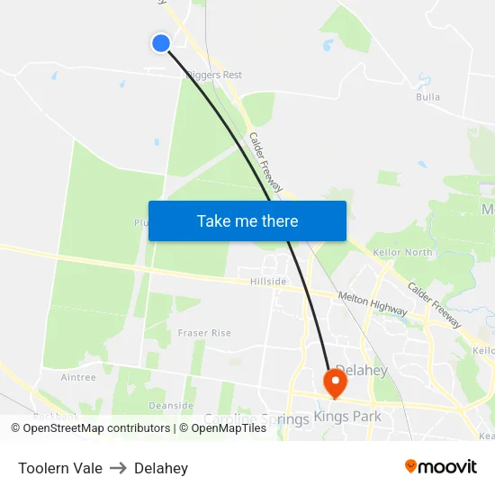 Toolern Vale to Delahey map