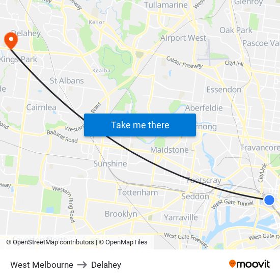 West Melbourne to Delahey map