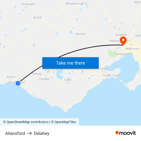 Allansford to Delahey map