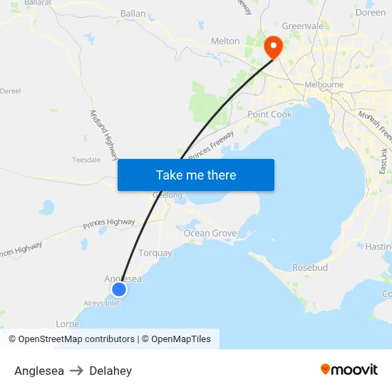 Anglesea to Delahey map