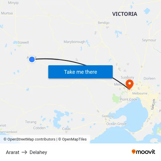 Ararat to Delahey map