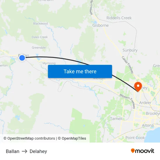 Ballan to Delahey map