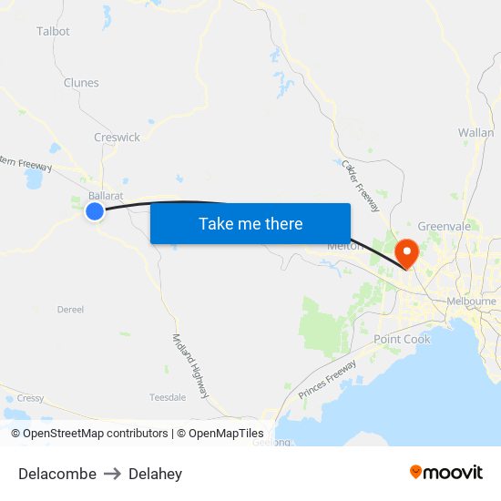 Delacombe to Delahey map