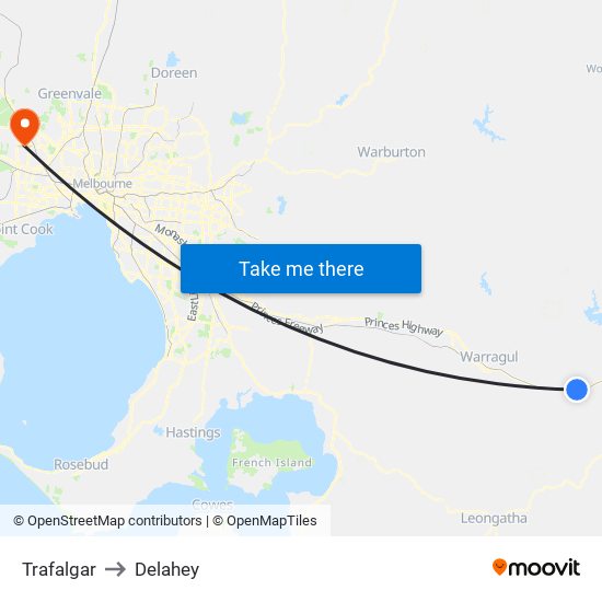 Trafalgar to Delahey map