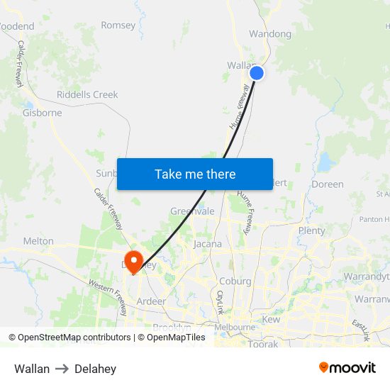 Wallan to Delahey map