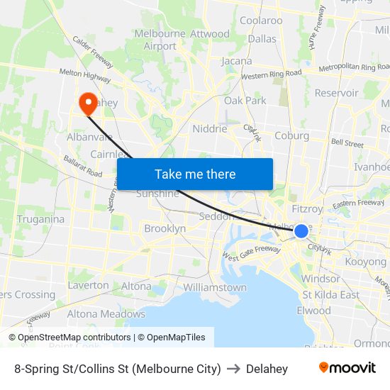 8-Spring St/Collins St (Melbourne City) to Delahey map