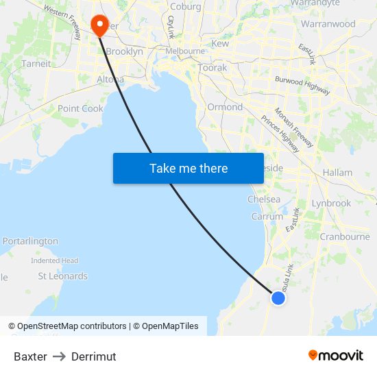 Baxter to Derrimut map