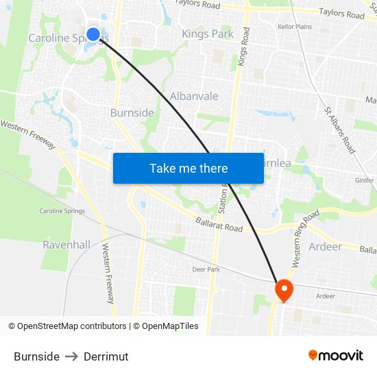 Burnside to Derrimut map