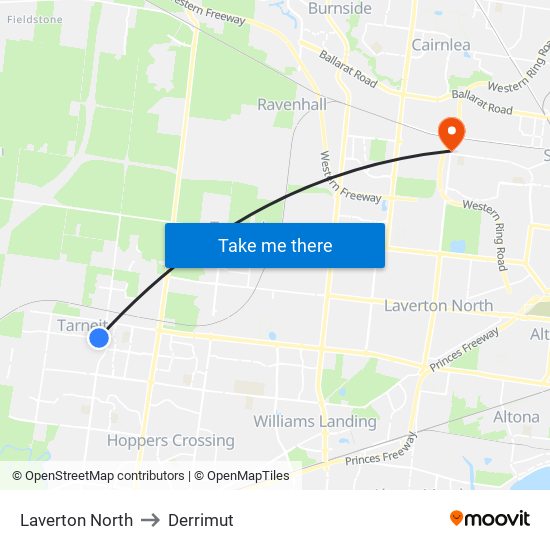 Laverton North to Derrimut map