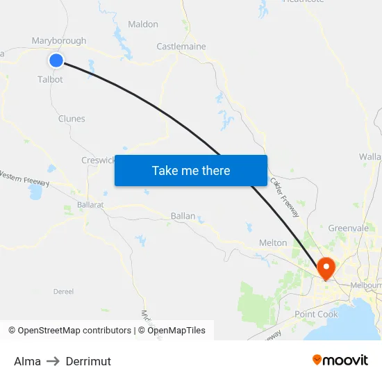 Alma to Derrimut map
