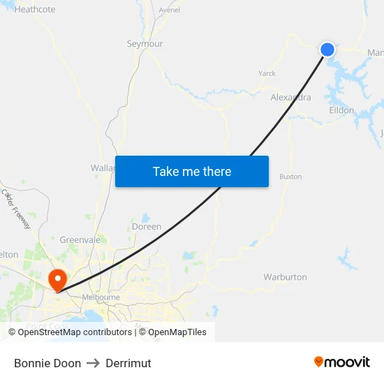 Bonnie Doon to Derrimut map