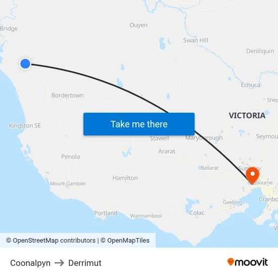 Coonalpyn to Derrimut map