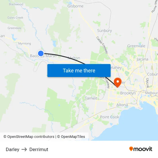Darley to Derrimut map