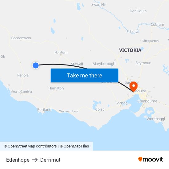 Edenhope to Derrimut map