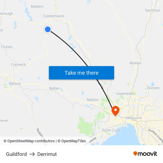 Guildford to Derrimut map