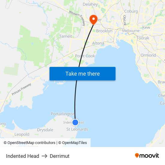 Indented Head to Derrimut map