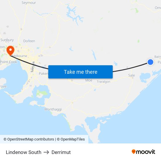 Lindenow South to Derrimut map