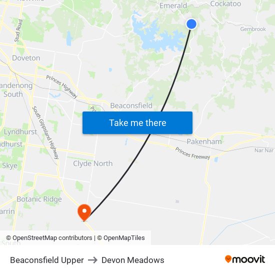 Beaconsfield Upper to Devon Meadows map