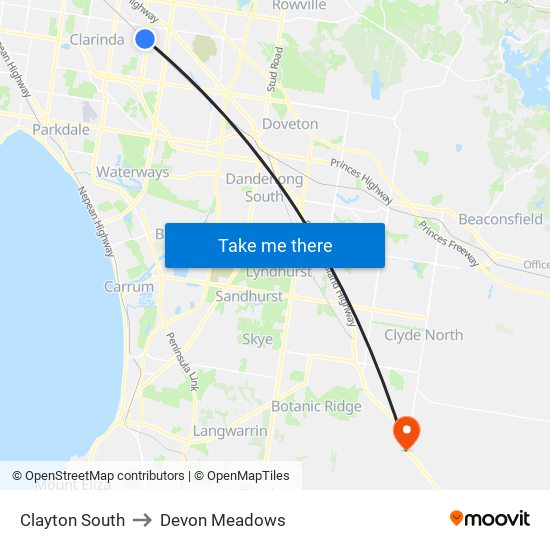 Clayton South to Devon Meadows map