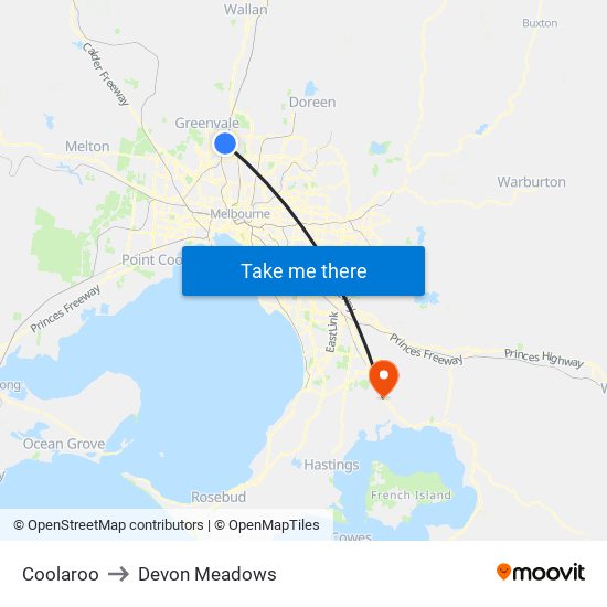 Coolaroo to Devon Meadows map