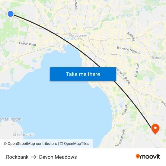 Rockbank to Devon Meadows map