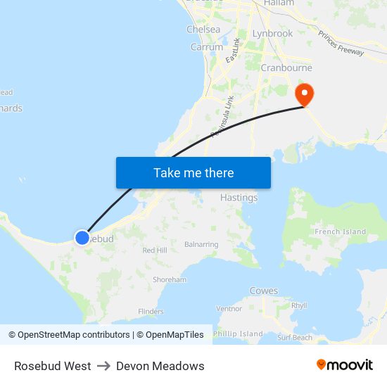 Rosebud West to Devon Meadows map