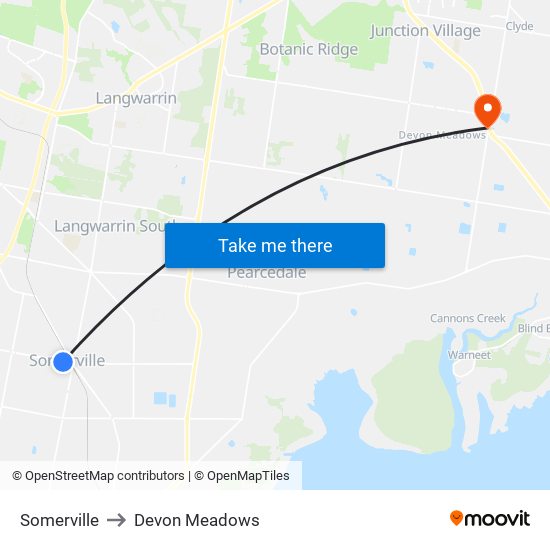 Somerville to Devon Meadows map