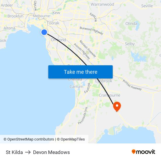 St Kilda to Devon Meadows map
