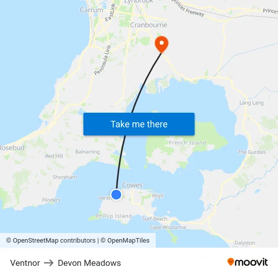 Ventnor to Devon Meadows map