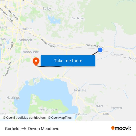 Garfield to Devon Meadows map