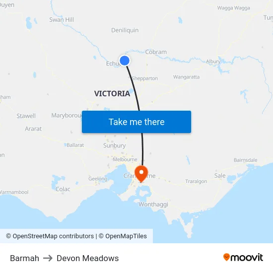 Barmah to Devon Meadows map