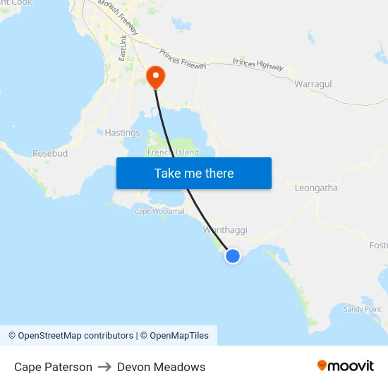Cape Paterson to Devon Meadows map