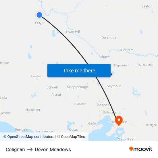 Colignan to Devon Meadows map