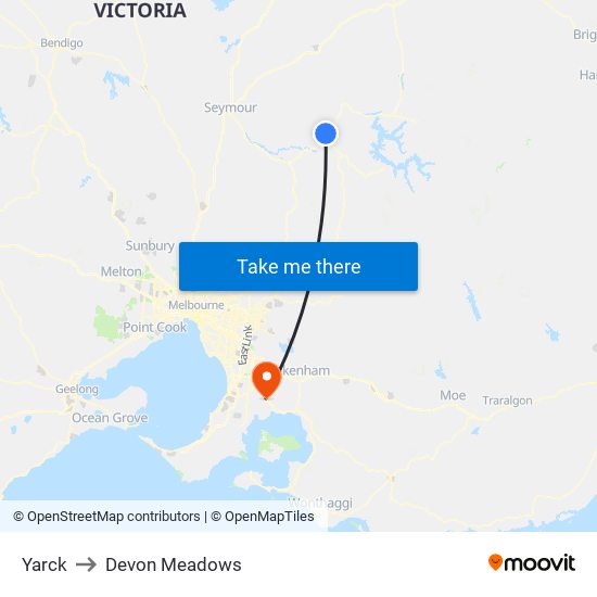 Yarck to Devon Meadows map