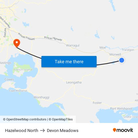 Hazelwood North to Devon Meadows map