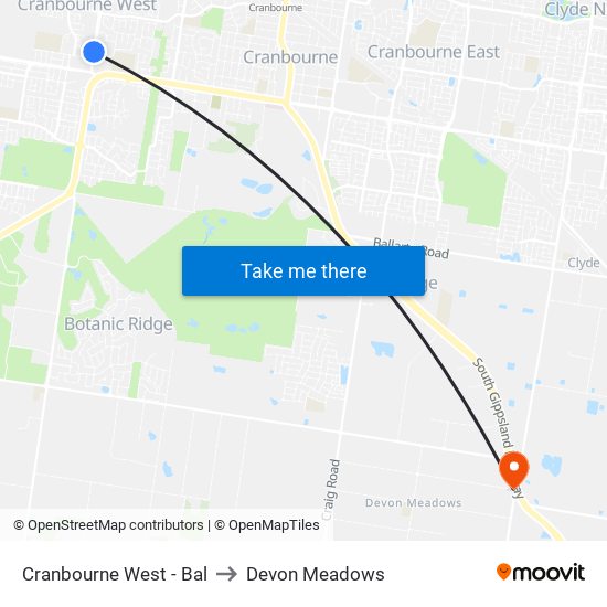 Cranbourne West - Bal to Devon Meadows map