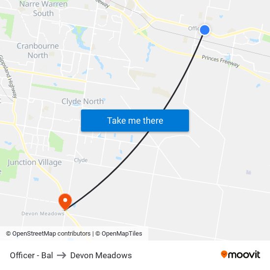 Officer - Bal to Devon Meadows map