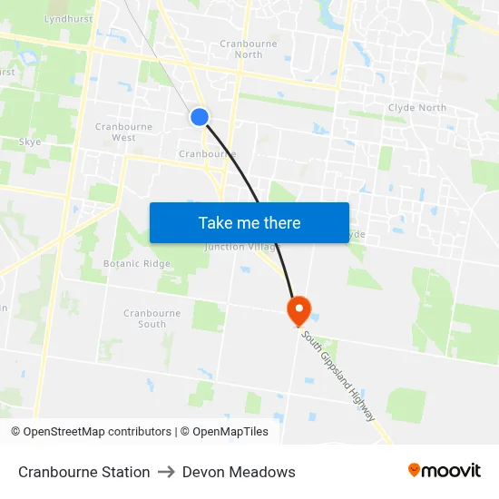 Cranbourne Station to Devon Meadows map