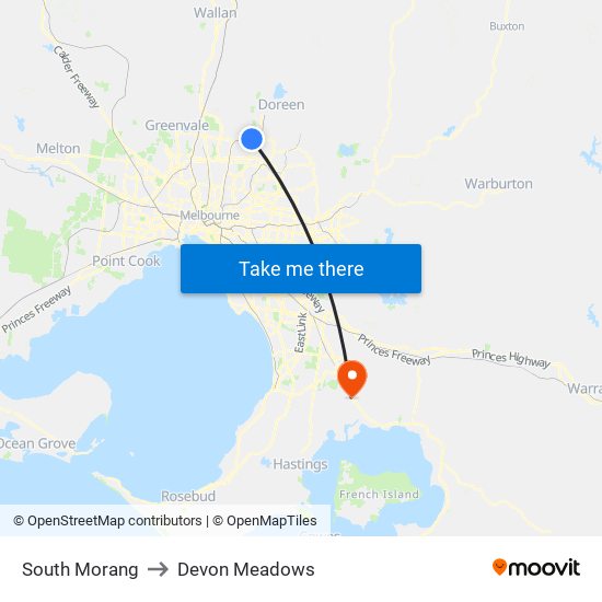 South Morang to Devon Meadows map